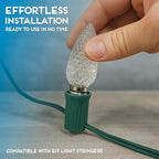 HLO Lighting Set of 25 Warm White C9 Faceted LED Christmas Light Bulbs for Indoor & Outdoor Use | Durable Replacement Bulbs