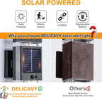 2 Pack Solar Outdoor Wall Lights with Motion Sensor 3-Mode Motion Outdoor Sconces 3000K 500LM Dusk to Dawn Solar Porch Light Fixtures Modern Up Down Exterior Wall Lamp for House Garage Front Door