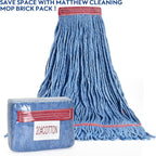 Matthew Cleaning 20oz Heavy Duty Mop Head Commercial Replacement for General and Floor Cleaning, Wet Industrial Blue Cotton Looped End String Head Refill (Pack of 6) Blue