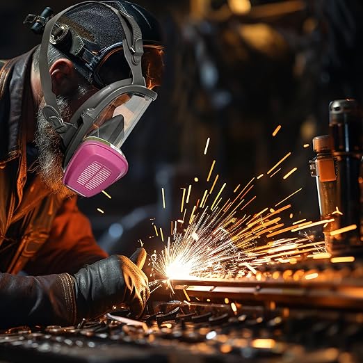 Full Face Respirator Mask with Filter, Cover Organic Vapor Anti-fog mask, Reusable Gas Mask for Spray Paint Chemical Epoxy Resin Dust Mask for Construction, Woodworking, Welding, Polishing, Sanding