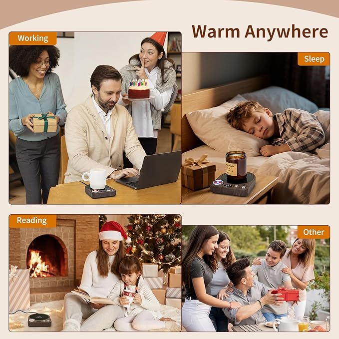 VOBAGA Coffee Mug Warmer with Smart Memory System & 9-Temperature Setting, Coffee Cup Warmer with Customize Timer & Precise Minute Timing, Suitable for Work, Reading, Sleeping