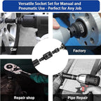 11pcs Impact Adapter and Reducer Set and Universal Joint Swivel Socket Adapter Set, 1/4" 3/8" 1/2" 3/4" 1" Drive Socket Adapter Set, Cr-Mo Steel,With a Storage Case.