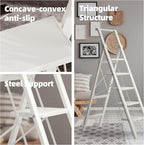 HillhutApex 5 Step Foldable Aluminum Step Ladder with Handgrip, Anti-Slip Pedal, 330 lbs Capacity, Lightweight & Portable for Home, Kitchen, Office, Garage (White)