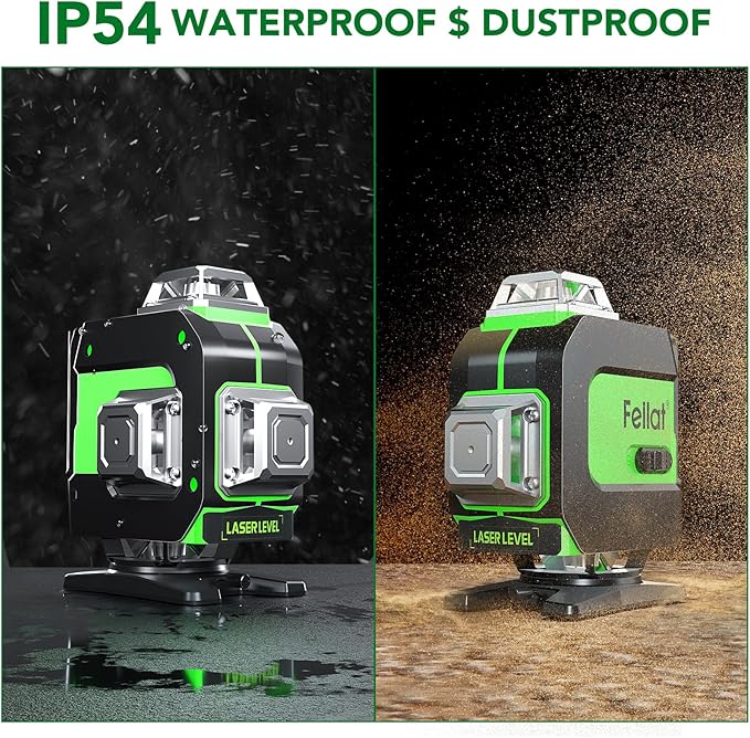 Laser Level, 4x360° Self Leveling Green Cross Line Laser for Construction and Picture Hanging with Rechargeable battery, Remote Controller, Magnetic Rotating Stand