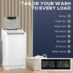 HOMCOM Portable Washing Machine, 1.3 Cu. Ft. Compact Washer with 8 Programs, 6 Water Levels, LED Display and Child Lock, 9.9 lb Full Automatic Washing Machine for Apartments, Dorms and RVs, White