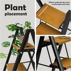 Taranta 4 Step Ladder,Aluminum Lightweight Folding 4 Step Stool with Anti-Slip Wide Pedal, 330lbs Capacity Step Ladder for Household,Kitchen,Office - BlackWoodgrain