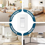 ThunderWay Matte White Single Pole Decorator Light Switch with Screwless Wall Plate, 15 A 120/277 V, ON/Off Rocker Paddle Interrupter, Self-Grounding, Residential Grade, UL Listed (30 Pack)