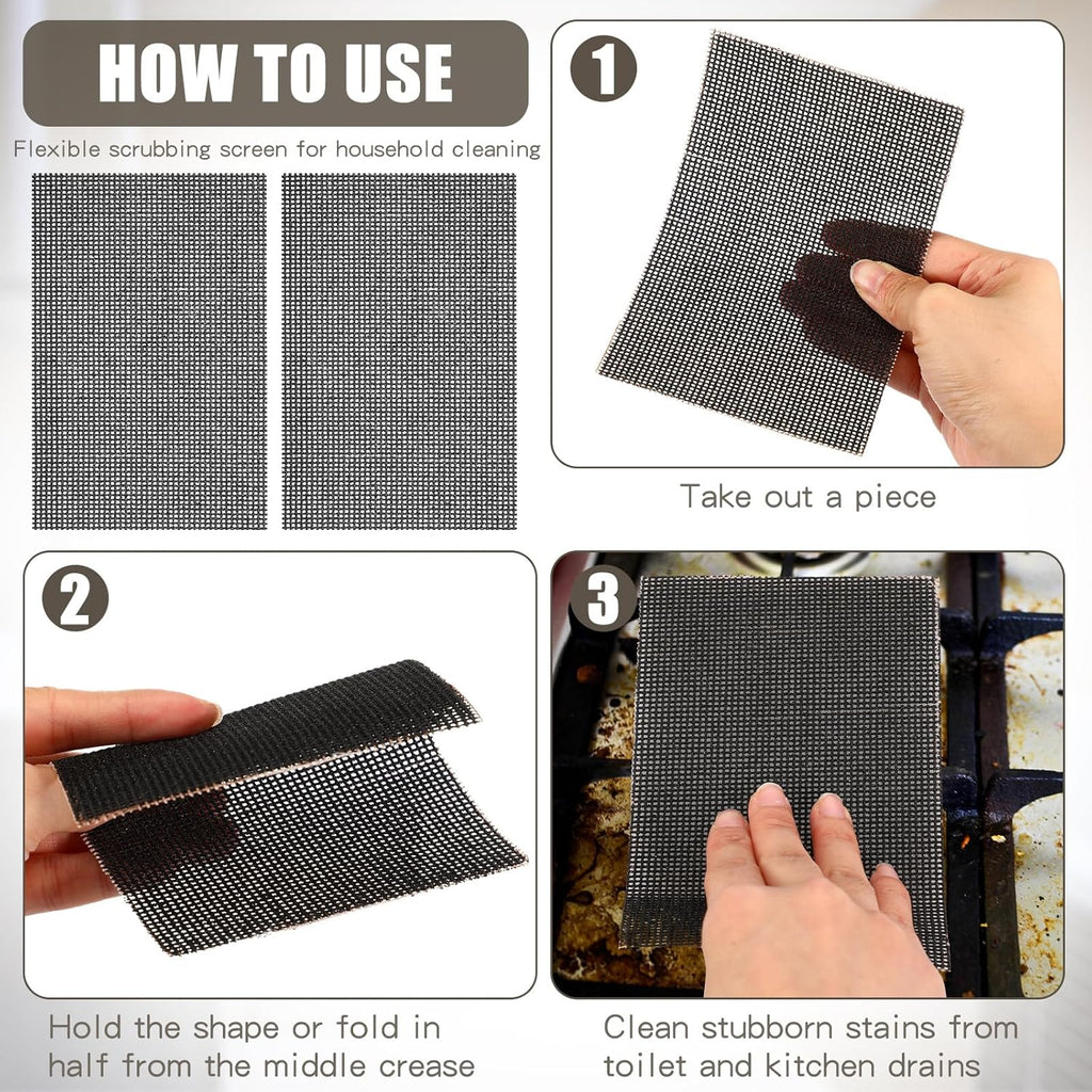 Hicarer 50 Pcs Flexible Scrubbing Screen for Household Cleaning 5.5" x 4" Scrubber Flexible Scouring Mesh Pad Cleaning Abrasive Grit Screen for Remove Carbon Rust Scale