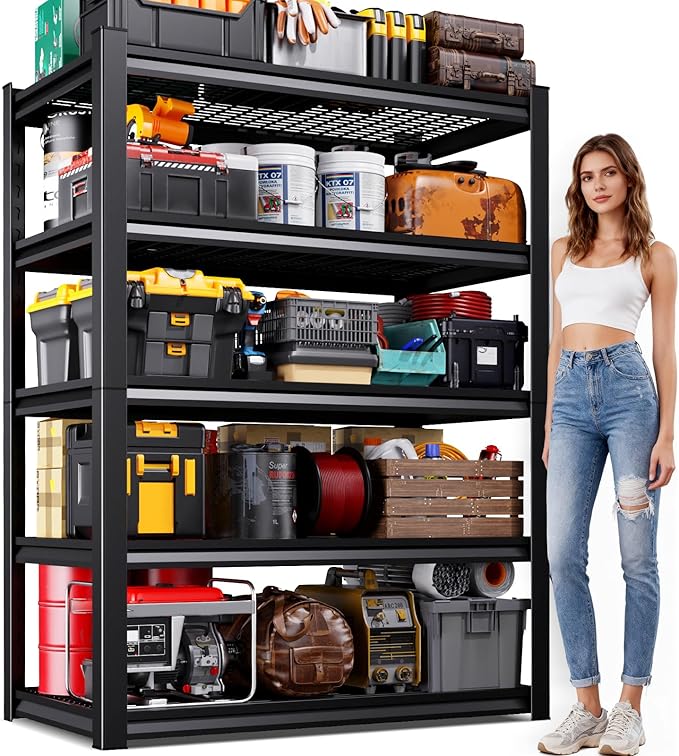71"H Garage Shelving-3000LBS 5 Tier Storage Shelves,Adjustable Heavy Duty Metal Shelving Unit and Storage Large Wire Rack,Utility Steel Shelf For Shop Warehouse Industrial Pantry Basement 71"x35"x16"