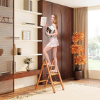 GameGem 3 Step Ladder, Folding Step Stool with Anti-Slip Wide Pedal, Aluminum Material Lightweight Yet Sturdy, 300 Lbs Load, Cute Modern Apperance for Indoor Household Spaces