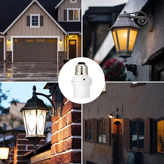 DEWENWILS Light Sensor Socket, E26 E27 Dusk to Dawn Light Bulb Sockets for Light Fixtures, Compatible with Incandescent/CFL/LED/Halogen Bulbs, ETL Listed, 6 Pack, White