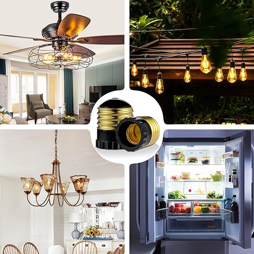 E26 to E17 Light Socket Adapter, Medium Screw E26 to Intermediate E17 Bulb Socket Adapter Converter, UL Listed (Black, 4)