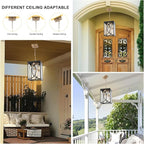 4-Lights Large 5CCT LED Outdoor Pendant Light Fixture, Porch Hanging Lighting Build-in LED Chips, Modern Exterior Lantern Chandelier Ceiling Mount for Patio Front Door