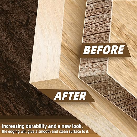 GSCIT Club Birch Edge Banding, 1/2 inch x 10ft roll of Wood Veneer Edge Banding Pre-glued Flexible, Real Wood Tape Banding for Cabinet Repair Furniture