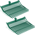 Lasnten Manure Fork Replacement Head, 18 Tines Pitchfork Head with Screws and Nuts, Horse Manure Rake for Picking up Grass and Hay(Army Green,2 Pcs)