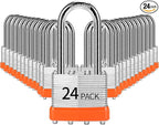 Padlocks Keyed Alike, Pack of 24, Laminated Steel Keyed Lock (1-9/16", 40mm), Padlocks with Same Key, Long Shackle, for Toolbox, Locker & StorageUnit or More