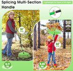 Leaf Rake for Lawn, Heavy Duty 16.5” Wide Large Plastic Garden Rake for Yard Garden Grass Turf Debris Mulch Thatch Pine Needles Leaves, 60” Long Handle,Light Weight Gardening Landscaping Tool for Kids