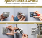 Mega Handles SUANA Dummy Door Knob for Hallway, Closet and Bathroom, Reversible Heavy Duty Design Door Knobs, Fits All Standard Door Sizes, Screws Included - Satin Nickel (2 Pack)