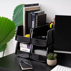 IRIS USA Plastic Shelf Bins Stackable Open Front Storage Bins Plastic Hanging Organizer Bin Caddy Basket for Hardware Crafts, Small Parts, Nuts and Bolts, Tool Storage - Large Black 8 Pack