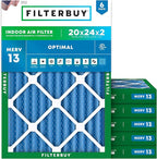 Filterbuy 20x24x2 Air Filter MERV 13 (MPR 1900) Health Defense Replacement (6-Pack), Electrostatic Pleated HVAC AC Furnace Filters, Made in USA (Actual Size: 19.38 x 23.38 x 1.75)