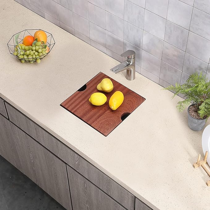 SHACO 15x15 Inch Undermount Bar Sink,15 Inch Stainless Steel Single Bowl Handmade Brushed Nickel 16 Gauge Small Kitchen Workstation Laundry Sink with Ledge and Accessories