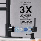 AIMADI Matte Black Kitchen Faucet with Soap Dispenser Include 10 Inch Hole Cover Deck Plate