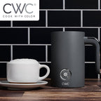 COOK WITH COLOR 4-in-1 Electric Milk Steamer and Frother - 2-Minute Heating and Frothing, Hot and Cold Foam Maker for Coffee, Latte, Cappuccino, Macchiato, Milk Warmer, Auto Shut Off, Grey