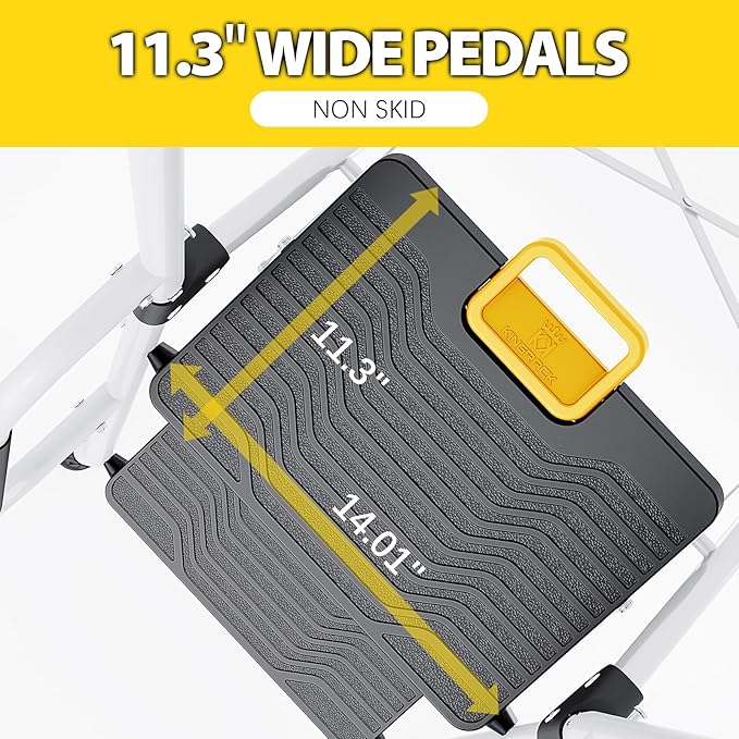 KINGRACK Folding 5-Step Ladder, 800 lbs Capacity Step Stool with Safety Lock, Tool Tray, Non-Skid Wide Steps, Handrail, Household Folding Ladder for Home, Garden, Painting, Outdoor, and Garage, White