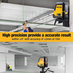 PREXISO Laser Level Self Leveling - 100Ft Rechargeable Cross Line Laser, Green Line leveler Tool for Construction, Floor Tile, Home Renovation with Magnetic Pivoting Base, Target Plate & Portable Bag