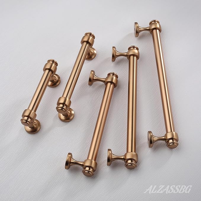 Alzassbg 10 Pack Dark Champagne Bronze Cabinet Pulls, 3 Inch(76mm) Hole Centers Cabinet Handles Kitchen Hardware Straight Bar for Cabinets and Drawer AL3082TGP