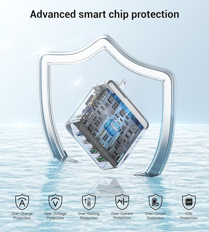 140W USB C Mac Book Pro Charger, 4-Port Type C 20W Fast Charger Block for USB C Port MacBook Pro & MacBook Air, ipad Pro,Wall Charging Block Cube for iPhone 17/16/15/14/13 Pro Max, iPad,Samsung Galaxy