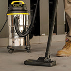 STANLEY Shop Vacuum Wet/Dry, 5 Gallon, 4 Horsepower, Stainless Steel Wet/Dry Vac Silver+Yellow+Black