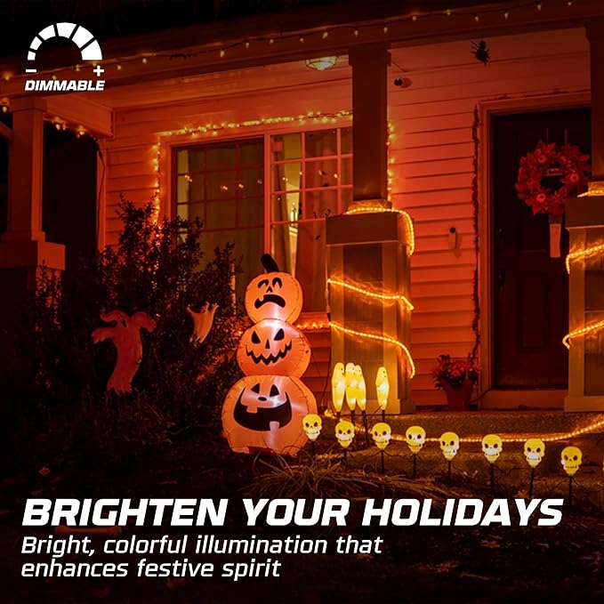 OHLECTRIC Halloween Light Bulbs (4 Pack – Orange), 7 Watt Mini Bulbs – E12 Candelabra Base, Non-Dimmable, 120 Volts – C7 Night Light Lamp Replacement Bulb for Salt Lamps, Window Candles, Holiday Decor