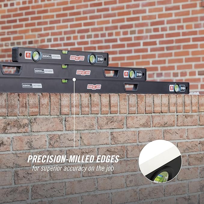 CHANNELLOCK 48-Inch, Professional-Grade Magnetic Aluminum Box Level with Solid Block Acrylic Vials, 5200-0048M