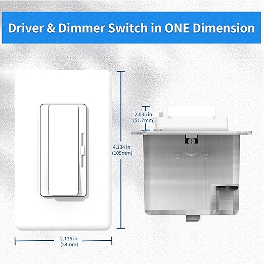 Dimmer and Driver Switch in one, AC120V 96W ON/Off Output Voltage: 24V +/-0.5V, UL, FCC, CE Class 2 Driver and dimmer Switch 2 in 1, UL Listed, Class 2 (24V 96W)
