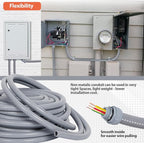 Liquid-Tight Conduit 100 ft and 10 Pieces of Connector Kit, Electrical Conduit 3/4 100ft w/UL Certification, Flexible Conduit with 5 Straight and 5 90-Degree Conduit Connector Fittings