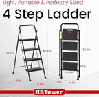 HBTower Step Ladder, Step Stool Foldable for Adults with Wide Anti-Slip Pedal, Lightweight 4 Step Ladders for Home