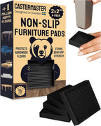 CasterMaster Anti Slip Furniture Pads & Caster Cups - 2" x 2" Black (Pack of 4) - Couch Leg Floor Protectors for Hardwood, Tile & Vinyl Floors - Rubber Feet & Floor Protectors for Chairs