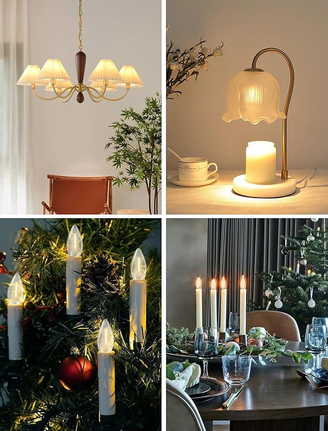 C26 LED Replacement Bulbs, 25 Pack Electric Candle Lamp Light Bulbs, E12 Candelabra Bulb for Window Candles, Chandeliers, Ceiling Fan, Night Light, 2700K Warm White