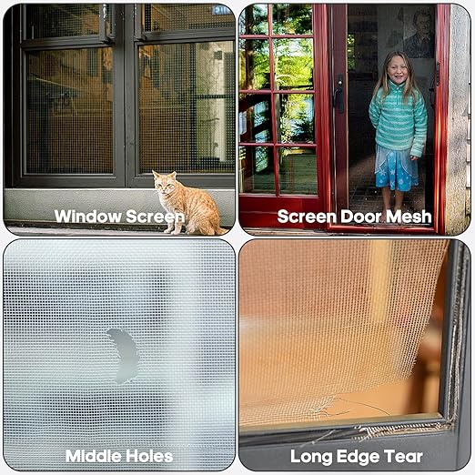 Black Screen Repair Tape, 2" X 180" (15FT) Window Screen Door Repair Kit, Strong Adhesive Fiberglass Patch Tape Mesh