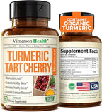 Turmeric Curcumin & Tart Cherry Extract Capsules with Black Pepper & Organic Tumeric. Tart Cherry Capsules Aid Uric Acid Balance, Joint Health, Muscle Health & Sleep. 600mg 10:1 Tart Cherry Extract
