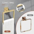 TQKAG Brushed Gold Bathroom Hardware Accessories Set 10 Pieces, 23.6" SUS304 Stainless Steel Towel Bar Set Wall Mounted Includes Single Towel Bar, Towel Ring, Toilet Paper Holder, Double Towel Hooks