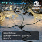 K KASONIC - 25 Ft Extension Cord with 3 Outlets, UL Listed 16/3 SJTW 3-Wire Grounded, 13A 125V 1625W for Indoor/Outdoor Use - Black