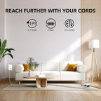 HBN 3-Pack 3 ft 3-Outlet Indoor Extension Cord 16/2 SPT-2, 2 Prong Polarized, Power Cord with Safety Plug Cap, for Homes, Kitchens & Offices, White