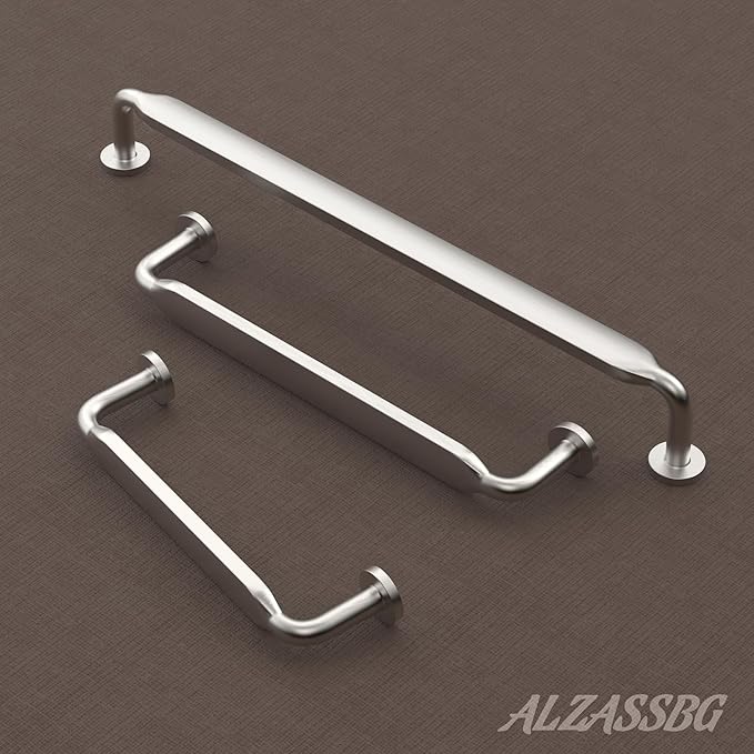 Alzassbg 6 Pack Brushed Satin Nickel Cabinet Handles, 11-1/3 Inch(288mm) Hole Centers Arch Modern Cabinet Pulls Kitchen Cabinets Hardware for Cabinets and Drawers AL3503SN