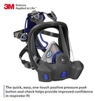 3M Secure Click Full Face Reusable Respirator with Large Lens, Speaking Diaphragm and Push Button Seal Check, FF-803, Painting, Sanding, Chemical Clean-up, Sawing, Large