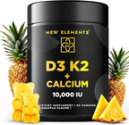 Vitamin D3 K2 Gummies 10000 IU with Calcium 100mg - VIT D3 for Adults - Mk7 Vitamin K2 100mcg - Vitamin D Supplement for Men & Women - Vegan Gluten Free Non-GMO
