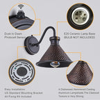 2 Pack Dusk to Dawn Outdoor Wall Light Fixtures Photocell Sensor, Exterior Sconce Light with Cast Hammered Aluminum Shade, Outside Wall Mount Lamp for House Patio Garage Entryway Doorway