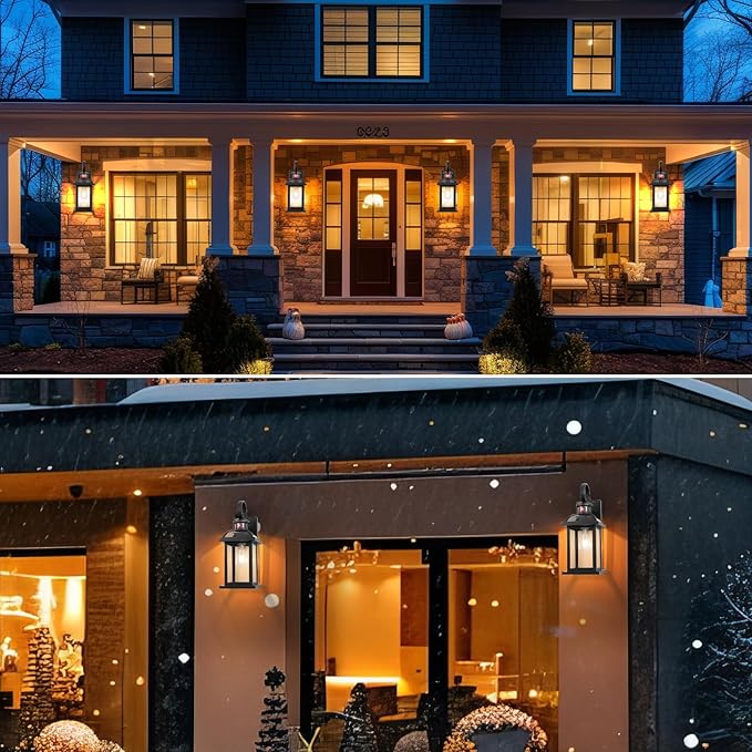 Motion Sensor Porch Lights Dusk to Dawn 16 Inch, 2-Pack Aluminum Anti-Rust Black Large Outdoor Sconces Wall Mounted House Lighting Exterior Coach Lights Patio Light Fixtures, E26