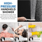 G-Promise All Metal 14 Inch Shower Head with Massage Mode Handheld, Rain Shower Head with Handheld Spray Combo, 3-Way Diverter with Pause Setting, 12 Inch Adjustable Extension Arm (Brushed Nickel)